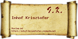 Inhof Krisztofer névjegykártya